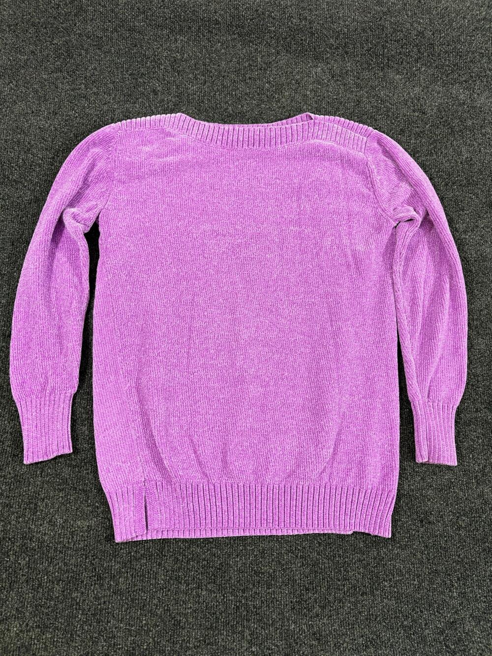 Belle By Kim Gravel Sweater Womens S Purple Boat Neck Long Sleeve Knit Top